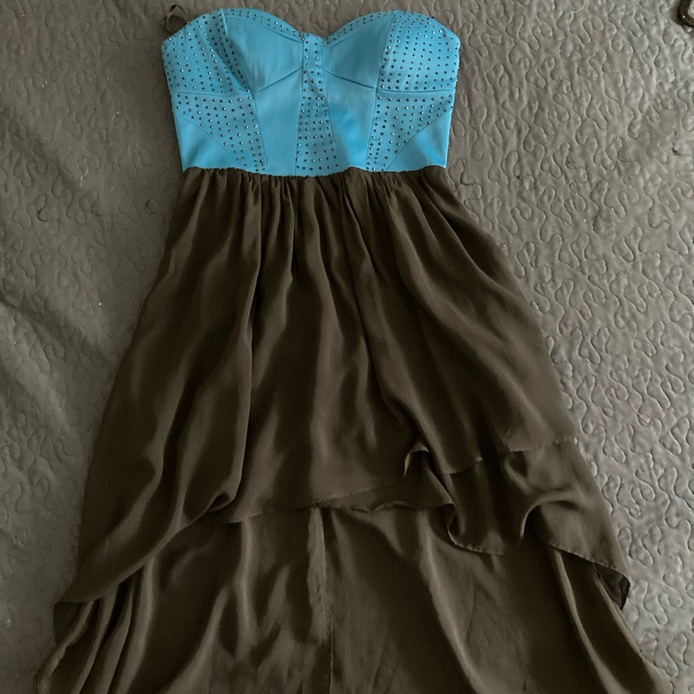 Black and blue studded corset top dress